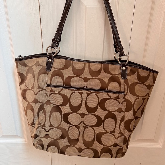 Coach Signature Leah Tote Large - Brown/Tan F14658 - Picture 4 of 12